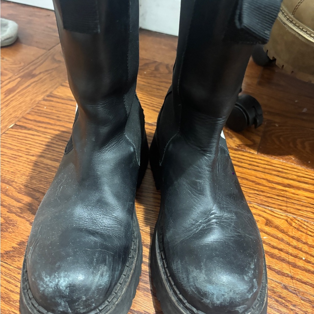 Moschino Black Ankle Boots With Bold Branding View 3